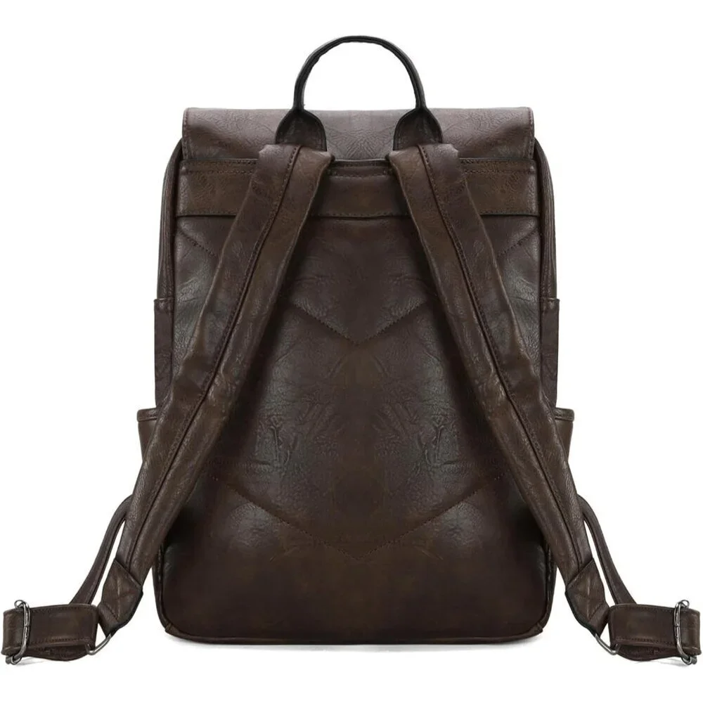 ✨Men Brown Montana West Wrangler Leather Purse Laptop Backpack Fashion Backpack